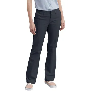 Dickies Damen Flache Vorderseite, Stretch-Twill-Hose, Schmale Passform, Bootcut Khakis, Dunkles Marineblau, 42