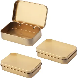 APOMOONS Metalldöschen Roségold, 3 Stück Blechdose mit Deckel, Tin Aufbewahrungsbox Klein, Metalldosen mit Deckel, Wasserdichte Metallbox Kleine Dosen für Süßigkeiten Münzen Schmuck (9.5 x 6 x 2.2CM)