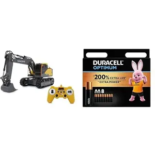 JAMARA Bagger Volvo EC160E 1:26 2,4GHz - 2,4GHz für Mehrspielerbetrieb, Offiziell lizenziert, Raupenantrieb, ferngesteuert + Duracell Optimum Batterien AA, 8 Stück, bis zu 200% zusätzliche Lebensdauer