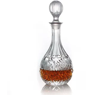 Glaskaraffe mit luftdichten geometrischen Kork, Whisky Karaffe für Wein, Bourbon, Brandy, Likör, Saft, Wasser, Mundwasser, bleifreies italienisches Glas (750 ml)