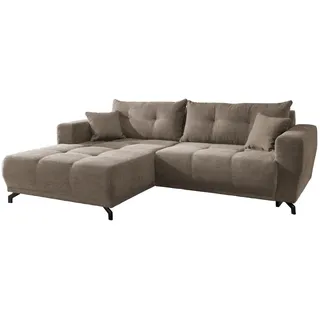 Mid.you Ecksofa , Graubraun , Metall , Füllung: Schaumstoff,Schaumstoff,Schaumstoff , Ottomane links, L-Form , 246x177 cm , seitenverkehrt erhältlich, Rücken echt, Armteil links, Armteil rechts, elektrischer Sitzvorzug , Wohnzimmer, Sofas & Couches, Wohnlandschaften, Ecksofas