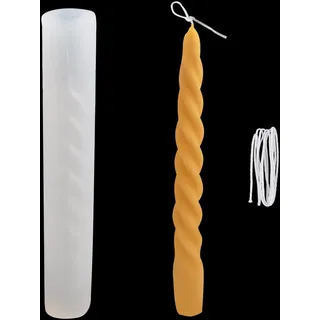 WANDIC Silikon-Kerzenform, 1 Stück Silikon-Kerzenhalter-Form mit Kerzendocht, lange gedrehte Stumpenkerzenform für Kerzenherstellung, Weihnachten, Kerzenlicht, Abendessen, Valentinstag, Heimdekoration
