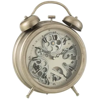 Klassische Tischuhr mit Zahnradmechanismus und römischen Ziffern - Zeitlose Eleganz für jeden Raum - Silber