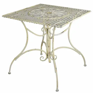 Gartentisch Shabby Chic Tisch Weiss Balkontisch Metalltisch Terrassentisch Antik