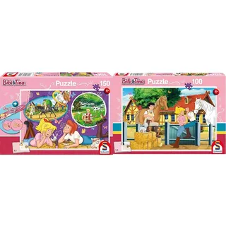 Schmidt Spiele Puzzle 56321 Blocksberg/Bibi & Tina Bibi und Tina, Freundinnen für Immer, 150 Teile Kinderpuzzle, bunt & 56187 Bibi und Tina, Auf dem Martinshof, 100 Teile Kinderpuzzle