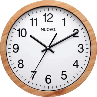 NUOVO 16" Wood Grain Round Wall Clock Silent and Not Tickling Vintage Wall Clock for Living Room Bedroom Kitchen (40cm / 16")