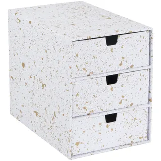 Bigso Box of Sweden BIGSO INGRID Schubladenbox für Dokumente und Bürobedarf – Schreibtisch Organizer mit 3 Schubladen – Ablagesystem aus Faserplatte und Papier – goldfarben