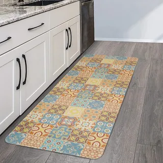 Alishomtll Läufer Flur Teppich rutschfest 60x150cm, Küchenläufer Waschbar Schmutzabweisend Pflegeleicht Vintage Läufer Flur Teppich Läufer für Küche Innen Wohnzimmer Schlafzimmer Korridor