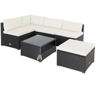 CASARIA Gartenmöbel Lounge Set 5-tlg. Schwarz/Creme