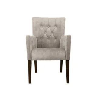 Home Affaire Armlehnstuhl HOME AFFAIRE "Cortega Esszimmerstuhl mit Knopfheftung", weiß (milky, buche wenge), B:60cm H:92cm T:65cm, Massivholz, Spanplatte, Stühle, Armlehnstuhl, Beingestell Massivholz, bequem gepolstert