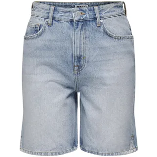 ONLY Women's ONLBILLIE EX HW STRA LB DNM DOT Jeans-Shorts, Light Blue Denim, S