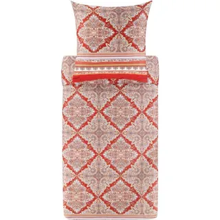 Bassetti BETTGARNITUR MARECHIARO ROT 100% reiner Baumwollsatin Lizens/Zertifikat: 155X220 geometrisches Muster *9329926 HW 2024 Neuheiten - Rot, Orange