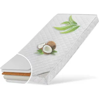 Kindermatratze 90x200 cm KOKOS mit gestepptem Aloe Vera-Bezug und zwei Härtegraden, 10 cm hoch, Babymatratze Kindermatratze für Babybett Kinderbett