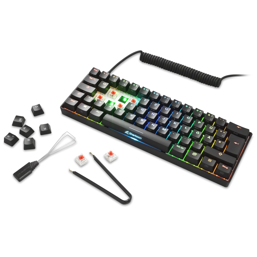 Bild von Skiller SGK50 S4 White, 60% Layout, LEDs RGB, Kailh BROWN, hot-swap, USB, DE