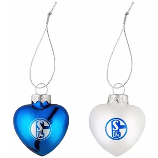 FC Schalke 04 Herzen Christbaumkugeln Weihnachtskugeln 2er Set (blau/Weiss)