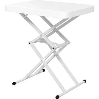 Beistelltisch Garten höhenverstellbar Gartentisch, klappbar Balkontisch aus Kunststoff, rechteckig Kaffeetisch 50kg belastbar, 65x45x70H cm Sofatisch für Outdoor Indoor Balkon Terrasse Weiß Aosom - Weiß