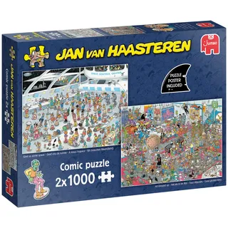 JUMBO Spiele Jan van Haasteren - Gib Uns den Raum & Wie im Film, 2x1000 Teile, Puzzle für Erwachsene, Puzzle Erwachsene