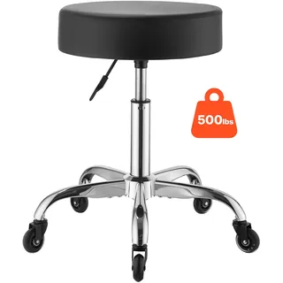 VEVOR Rollhocker 226,8 kg, Bürohocker mit Leiser Rolle, Drehhocker Höhenverstellbar, Ergonomischer Sitz aus PU-Leder mit Dicker Polsterung, 360° Drehbar, für Salon, Klinik & Arztpraxis