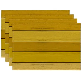 Artoid Mode Gelb Planken Antik Alt Rustikal Holz Sommer Platzsets 4er Set, 30x45cm Urlaub Tischsets Waschbar Platzdeckchen Küche Party Deko