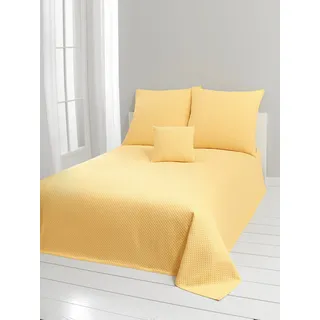 Tagesdecke Gr. 3, gelb (pastellgelb), B:240cm L:210cm, 100% Baumwolle, Tagesdecken, Tagesdecke