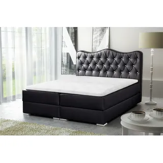 Boxspringbett Schlafzimmerbett SULTAN Kunstleder Schwarz 160x200cm - Schwarz