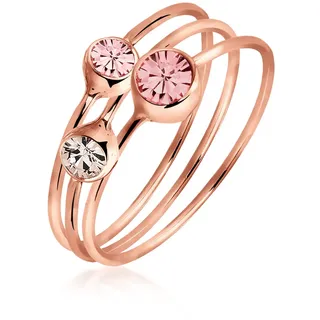 Ring-Set ELLI "Ring Set Kristalle Rose 925 Sterling Silber Rosé-vergoldet" Gr. 62, rosa, Fingerringe, Damen, 62,mit Stein, Silber 925 (Sterlingsilber), 4mm, Ring-Set