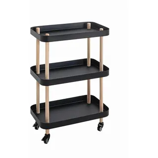 Servierwagen , Naturfarben, Schwarz, Buchefarben , Holz, Metall , Buche , massiv , rechteckig , 30x76x50 cm , Stauraum, gastro- und objekttauglich , Esszimmer, Barmöbel, Barwagen