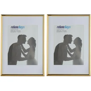 Relaxdays Bilderrahmen Gold A4 2er Set