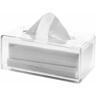 Cq acrylic Taschentuchspenderbox aus transparentem Acryl, rechteckiger Servietten-Organizer, transparenter Kunststoff-Trockner-Behälter, Servietten-Organizer für Badezimmer, Küche, Zuhause, rechteckig