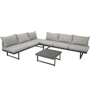 Funktions Lounge Set BOGOTA, Aluminium matt-grau, Polster hellgrau