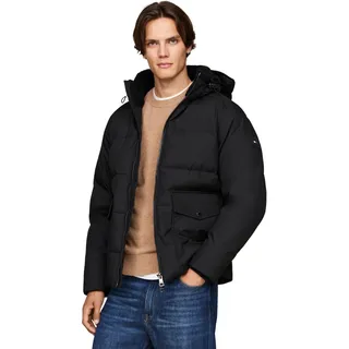 Tommy Hilfiger Herren Pufferjacke Rockie Utility mit Kapuze, Schwarz (Black), L