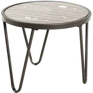HAKU Möbel Beistelltisch anthrazit, Natur, Massivholz, Metall, Sicherheitsglas - Maße: H 43 cm x Ø 52 cm, Style: Art Deco
