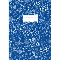 HERMA 19404 Heftumschläge A4 Schoolydoo Blau, 10 Stück, Hefthüllen mit Beschriftungsetikett aus strapazierfähiger & abwischbarer Polypropylen-Folie, Heftschoner Set für Schulhefte, farbig