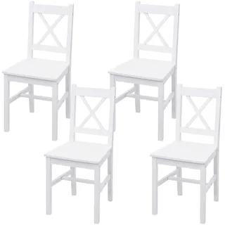 Mendler Esszimmerstuhl HWC-F77 Holz weiß 4er Set
