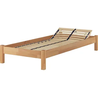 Einzelbett 100x220 Überlänge Futon Gästebett Buche Bettgestell Zubehör wählbar V-60.84-10-220Federholzrahmen inkl. - Naturbelassen