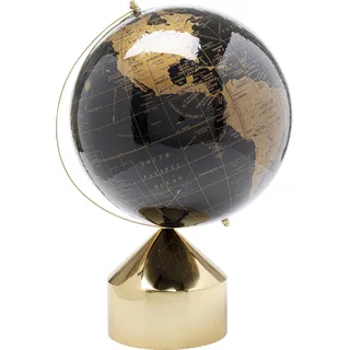 Kare Design Deko Objekt Globe Top, Schwarz, Gold, Globus, Edelstahlgestell, Deko für Wohnzimmer, Bücherregal, 47x30x30 cm (H/B/T)