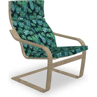 ABAKUHAUS Tropisch Poäng Sessel Polster, Hawaii-Insel-Blätter, Sitzkissen mit Stuhlkissen mit Hakenschlaufe und Reißverschluss, Seafoam Dunkle Teal - Bunt