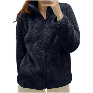 Nuqqichongtian Teddyjacke Damen Winter Teddyfleece Jacke Winterjacke Thermal Warm Teddy Wintermantel Fleecejacke Flauschig Plüschjacke Outdoor Fleecemantel
