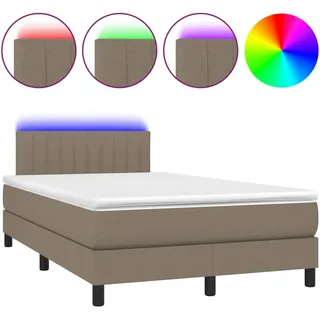 vidaXL Boxspringbett mit Matratze & LED Taupe 120x200 cm Stoff - Taupe