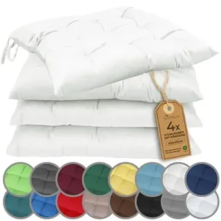 NatureMark 4er Set Stuhlkissen mit Bändern 40 x 40 cm Natur