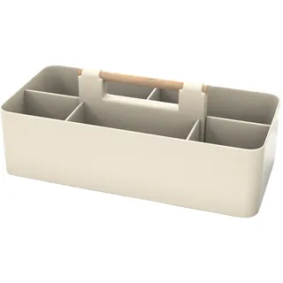 INTIRILIFE Organizer Caddy mit Griff in Beige - 32x15.5x8 cm, Tragebox Aufbewahrungskorb mit 5 Fächern für Badezimmer, Kinderzimmer, Basteln, Schreibtisch, Kosmetik