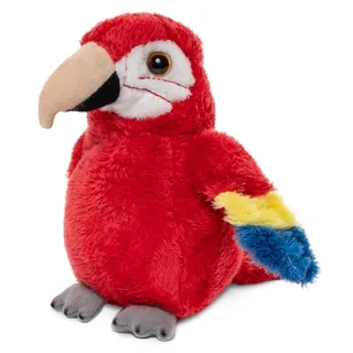 Uni-Toys - Papagei Plushie (rot) - 13 cm (Höhe) - Plüsch-Vogel, Ara - Plüschtier, Kuscheltier