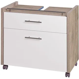 Schildmeyer Waschbeckenunterschrank 2 Schubladen 67 x 62 x 35 cm Weiß / Wildeiche