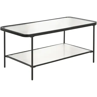 BELIANI Couchtisch Schwarz Glasplatte mit Metallgestell Ablagefach Rechteckig Retro Stil für Wohnzimmer - Transparent, Schwarz
