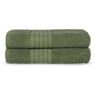 good morning Badetuch »Uni Towels«, (2 St., 2er Set Badetücher 70 x 140 cm), Baumwolle, Walkfrottee, Bordüre, 500 GSM, Weich, Einfarbig, Schwarz good morning grün B/L: 70 cm x 140 cm