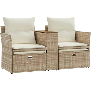 vidaXL Gartensofa 2-Sitzer Loungesofa beige