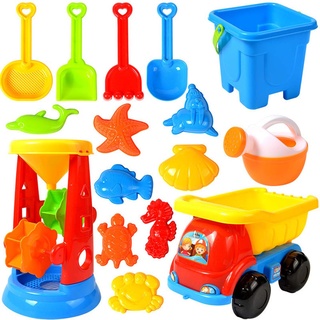 Herbests Sandspielzeug Set für Kinder,16 teilig Sommer Badespielzeug,Sandspielset Sandkasten Eimer Tier Formen Spaten Outdoor Spielzeug Spielzeuglastwagen Wasserspielzeug für Kinder ab 3 Jahre