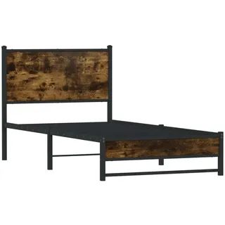 vidaXL Metallbett ohne Matratze Räuchereiche 90x200 cm - Braun