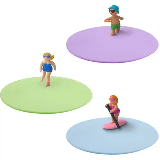 LURCH Mein Deckel Summer Fun 3er Set, Glasabdeckung aus BPA-freiem Platin Silikon Ø 10,5cm, Bunt