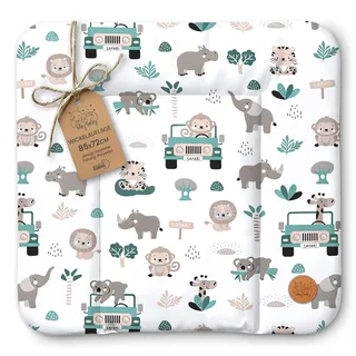 Wickelauflage Wickelunterlage abwaschbar und wasserdicht 85x72 cm - Wickelmatte zum Auflegen auf Wickeltisch Wickelaufsatz Wickelkommode oder Waschmaschine Oeko-Tex 85 x 72 Afrika